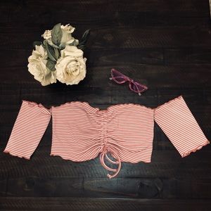 Pink and white crop top